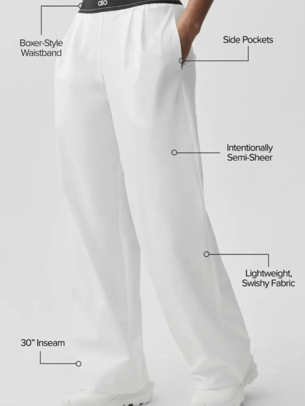 🆕Alo Yoga Suit Up Trouser White Regular Size 📦 Everyday Wear
